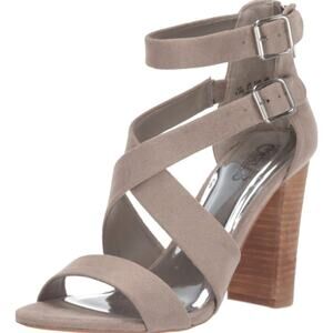 CARLOS SANTANA Women's Laura Strappy Heeled Sandals 8M Tan Suede Fabric